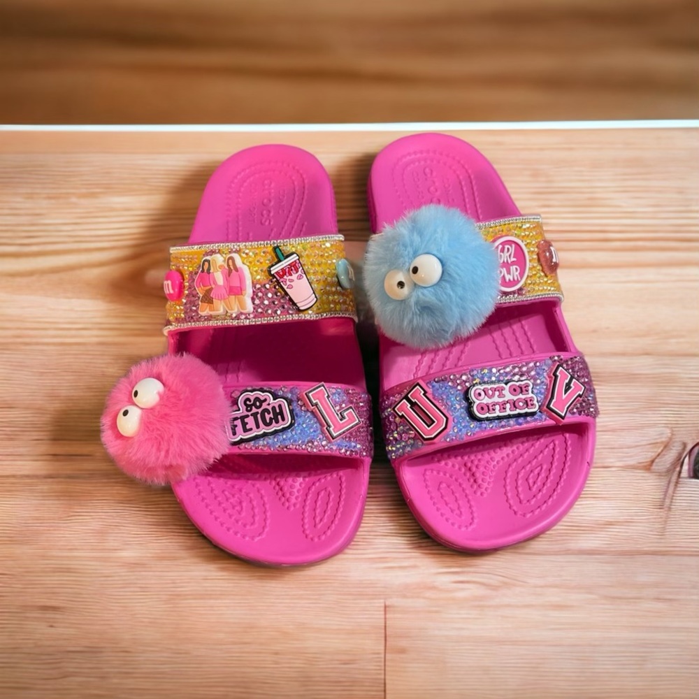 CUTE CUSTOM PREPPY PINK KIDZ CROCS